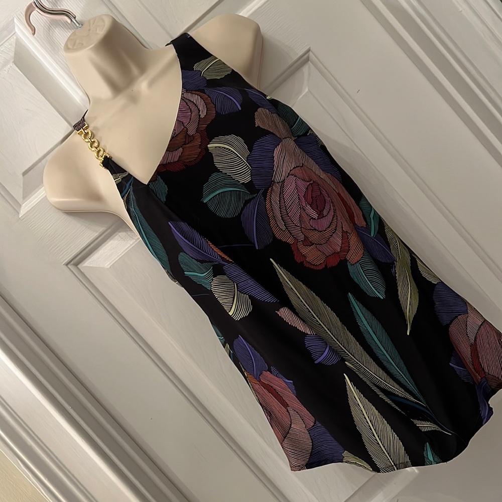 Trina Turk silk racer back tank top size small